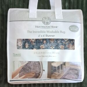 NWT 2'x6' Runner Area Rug Huntington Home Aldi The Incredible Washable Rug Blue